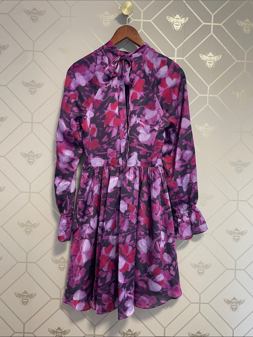 Ted Baker Sammieh Purple Floral High-Neck Mini Dress - Picture 5 of 7